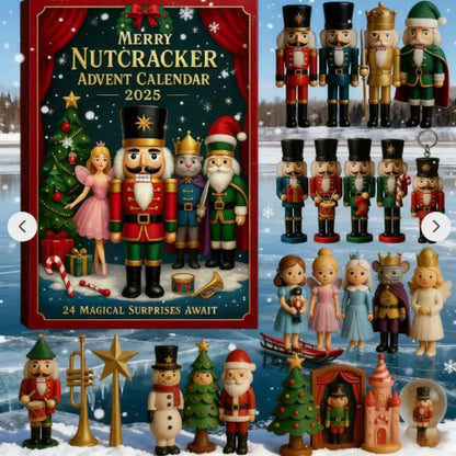 2D Flat Nutcracker Advent Calendars 2025, 24 Days Merry Nutcracker Ornaments Christmas Countdown Calendar, Cartoon Nutcracker