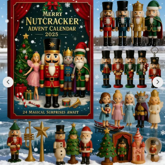 2D Flat Nutcracker Advent Calendars 2025, 24 Days Merry Nutcracker Ornaments Christmas Countdown Calendar, Cartoon Nutcracker