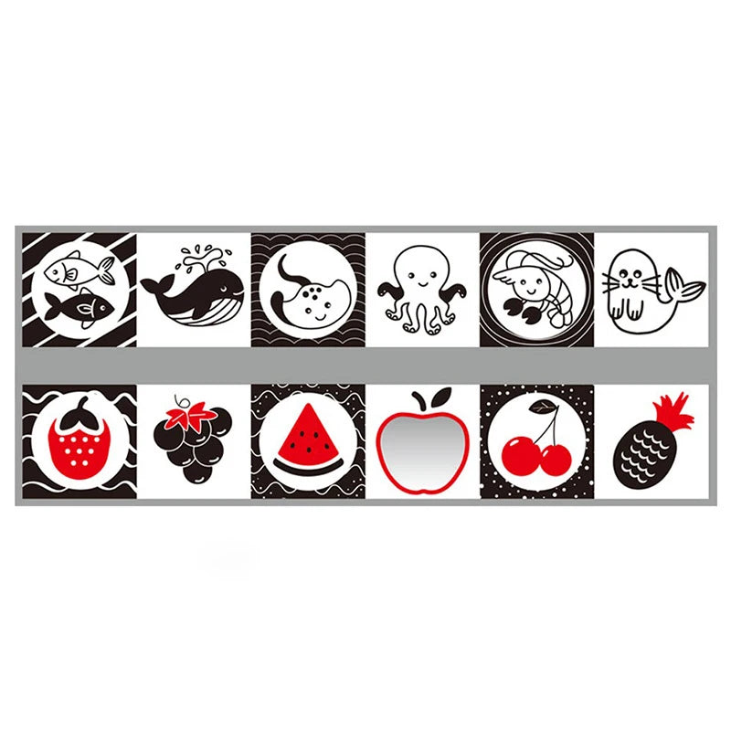 Sensory Cloth Book Baby Toys 0 12 Months Newborn Bed Crib Bumper Black and White Animal Quiet Books Montessori Baby Book Toys