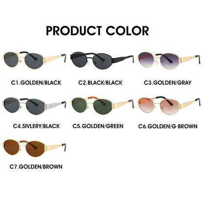 Classic Vintage Oval Sunglasses New Elliptical Frame Metal Frame Personalized Sunglasses Outdoor Shades Uv400 Trendy Fancy Gift