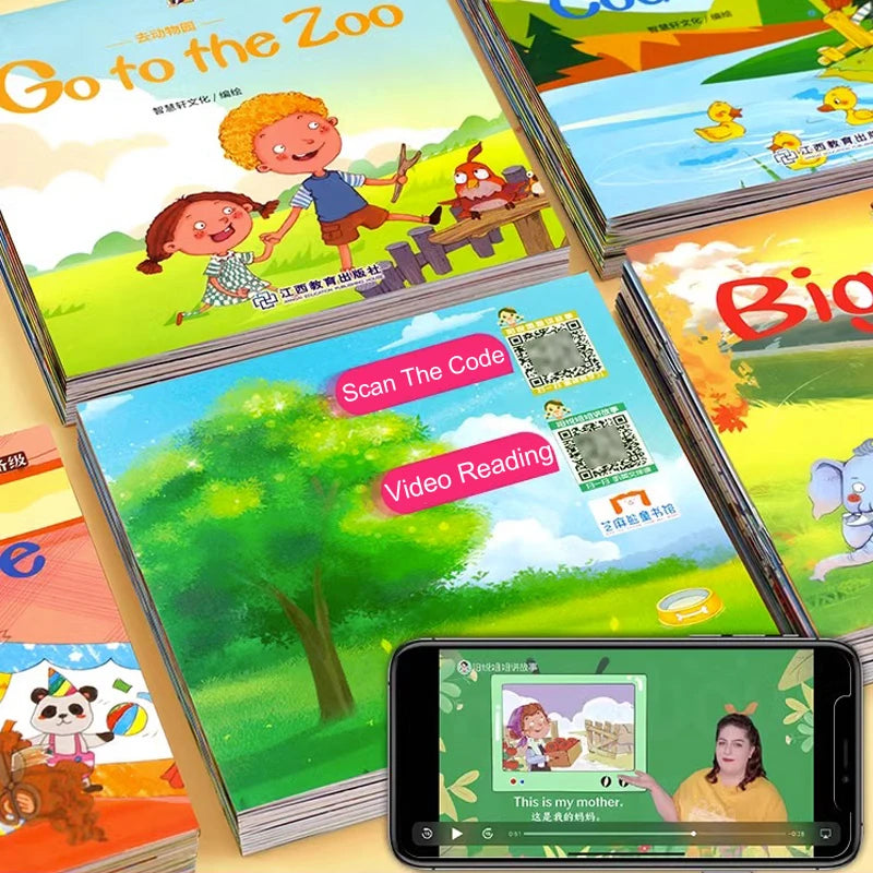 60pcs/Set Video Reading Children's English Early Learning Picture Book Storybook Enlightenment Cognitive Tale Bedtime Story