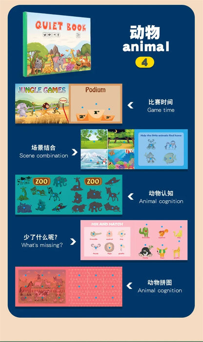 Quiet Busy Book Baby Montessori Material Toys Sticker Paste Matching Game Toddler Cognition Toy Book Kids Early Educational Toys