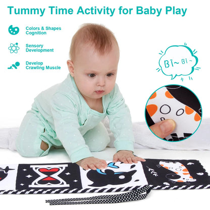Sensory Cloth Book Baby Toys 0 12 Months Newborn Bed Crib Bumper Black and White Animal Quiet Books Montessori Baby Book Toys