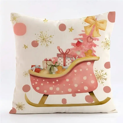 Christmas Decoration Christmas Cushion Cover Pillowcase For Home Xmas Tree Snowman Printed Pillow Case 2026 New Year Ornament