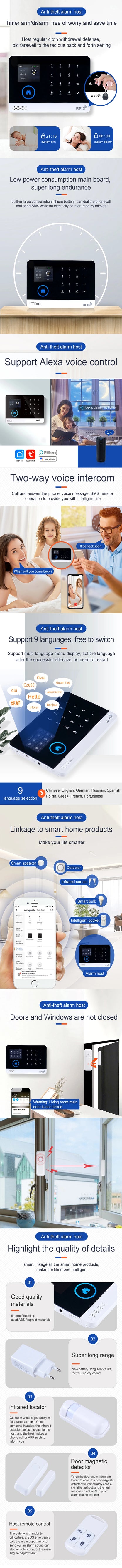 PGST latest version alarm system, WiFi, 4G, Tuya smart home security alarm, Alexa intelligent voice control, APP push function