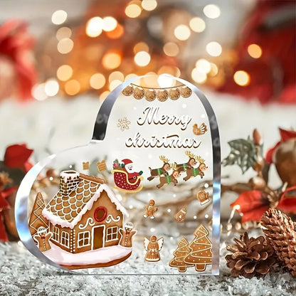 Charming Heart-Shaped Acrylic Christmas Ornament - Perfect For Holiday Decor & Gifts, Versatile Indoor Use Holiday Decorations V