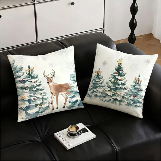 Christmas Decoration Christmas Cushion Cover Pillowcase For Home Xmas Tree Snowman Printed Pillow Case 2026 New Year Ornament