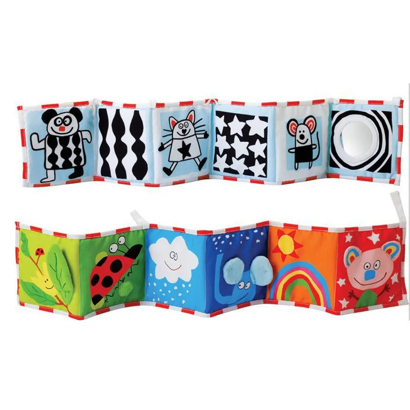 Sensory Cloth Book Baby Toys 0 12 Months Newborn Bed Crib Bumper Black and White Animal Quiet Books Montessori Baby Book Toys