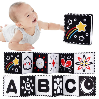 Sensory Cloth Book Baby Toys 0 12 Months Newborn Bed Crib Bumper Black and White Animal Quiet Books Montessori Baby Book Toys