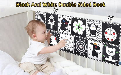 Sensory Cloth Book Baby Toys 0 12 Months Newborn Bed Crib Bumper Black and White Animal Quiet Books Montessori Baby Book Toys
