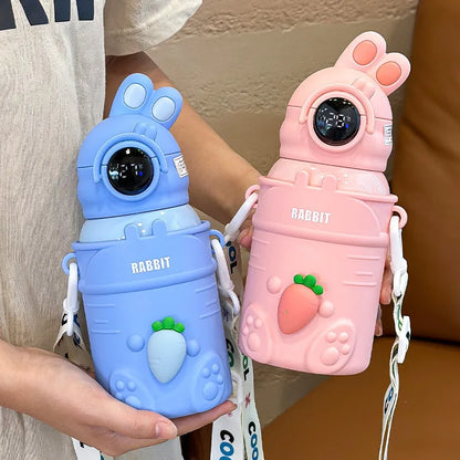 500ml Stainless Steel Thermal Water Bottle For Kids Cartoon Children Thermos Mug With Straw Leak-Proof Insulated Cup Drinkware