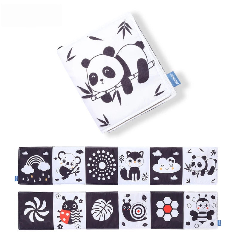 Sensory Cloth Book Baby Toys 0 12 Months Newborn Bed Crib Bumper Black and White Animal Quiet Books Montessori Baby Book Toys