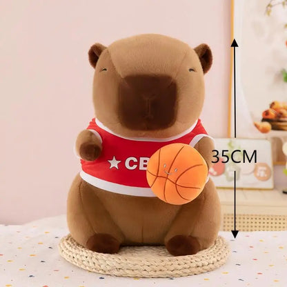 25/35cm Capybara Plush Toys Cartoon Sport Theme Basketball Football Capybara Stuffed Dolls Soft Pillow Room Decor Birthday Gifts