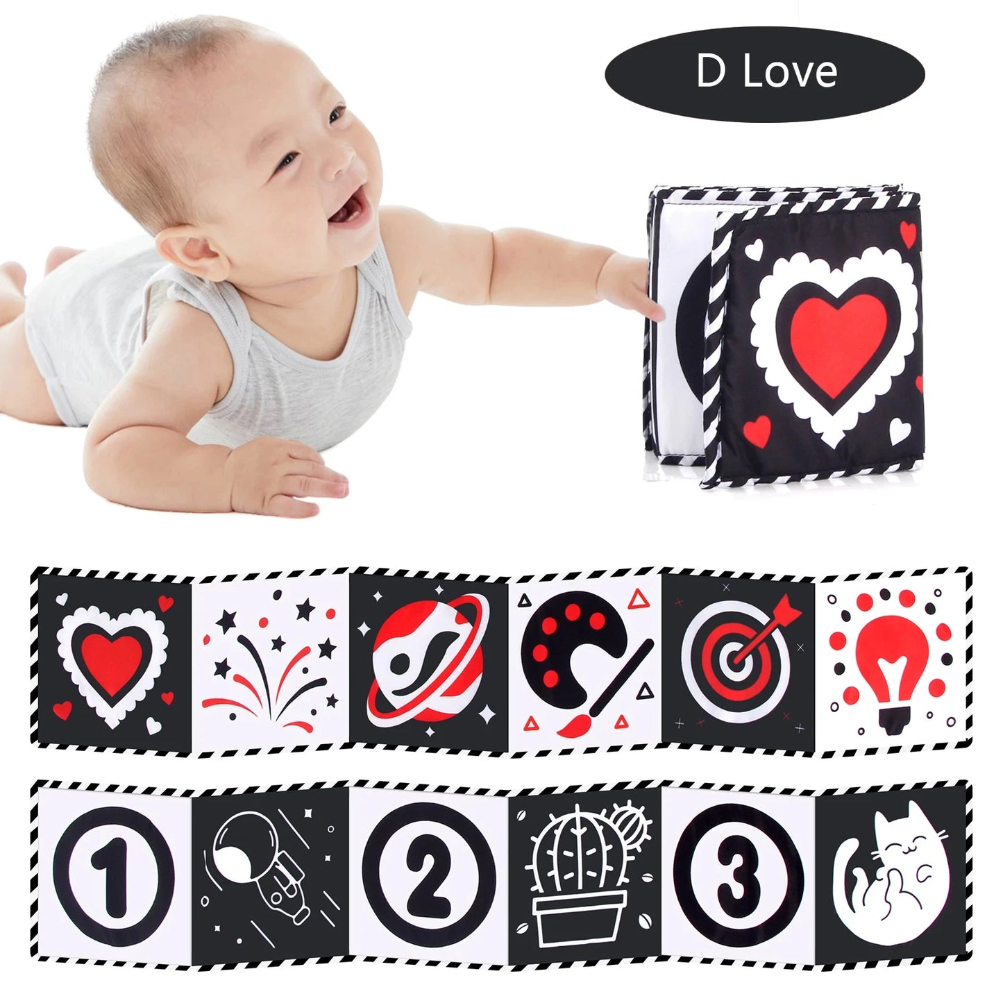 Sensory Cloth Book Baby Toys 0 12 Months Newborn Bed Crib Bumper Black and White Animal Quiet Books Montessori Baby Book Toys