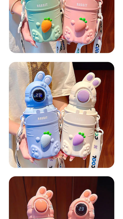 500ml Stainless Steel Thermal Water Bottle For Kids Cartoon Children Thermos Mug With Straw Leak-Proof Insulated Cup Drinkware