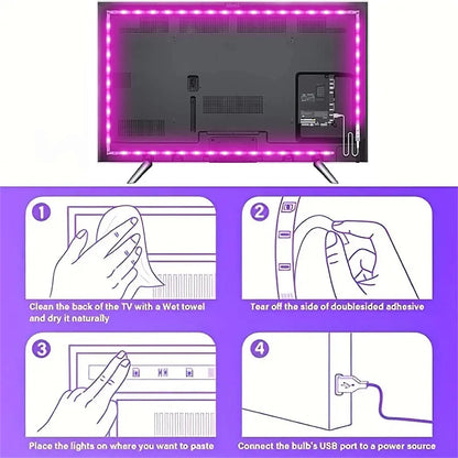 USB LED Strip Lights Bluetooth App Control LED Lights for TV RGB 5050 Flexible Ribbon Diode Tape TV Backlight Room Decoration