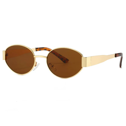 Classic Vintage Oval Sunglasses New Elliptical Frame Metal Frame Personalized Sunglasses Outdoor Shades Uv400 Trendy Fancy Gift