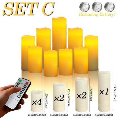 9-180PCS Flameless LED Candles for Wedding Artificial Candles LED Pillar Candle for Concert Decor Battery Powered with Remote