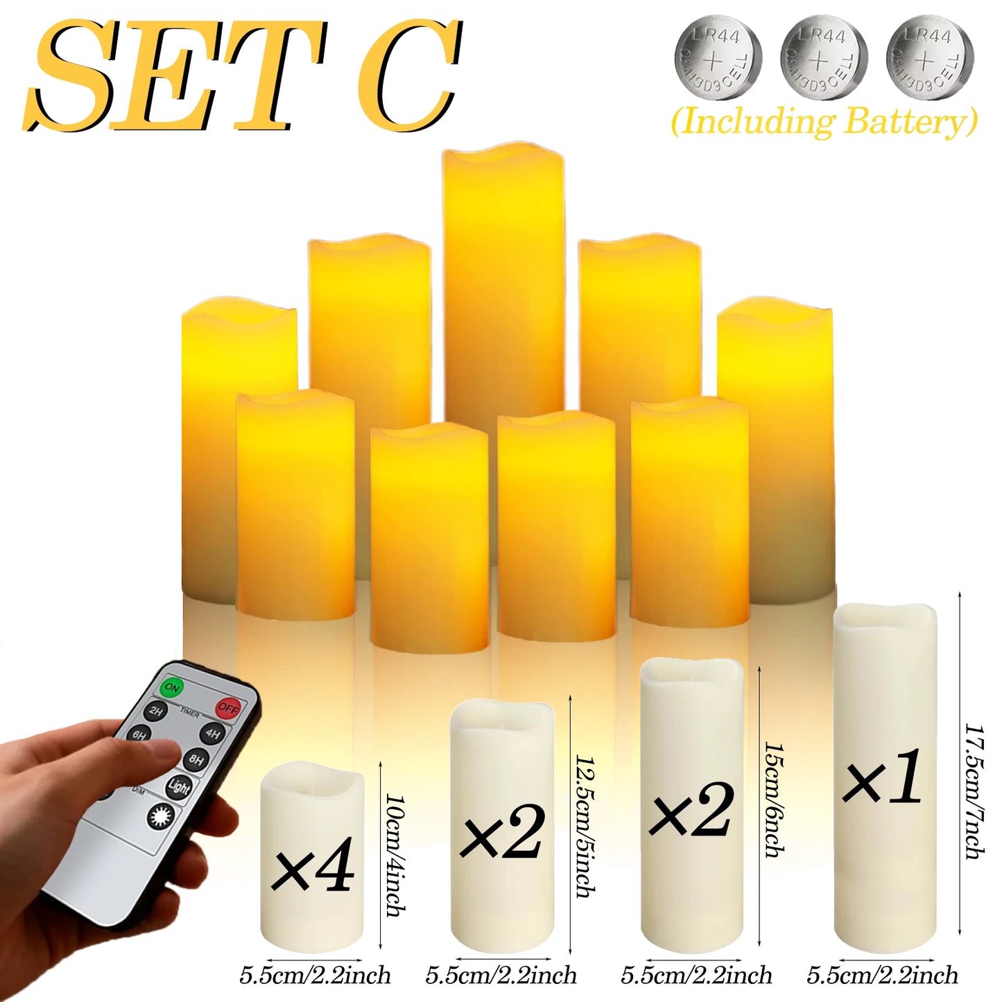 9-180PCS Flameless LED Candles for Wedding Artificial Candles LED Pillar Candle for Concert Decor Battery Powered with Remote