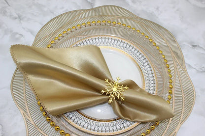 6Pc Silver/Gold Snowflake Napkin Rings Dinner Napkin Rings Holder for Christmas Holiday New Year Wedding Party Table Decoration