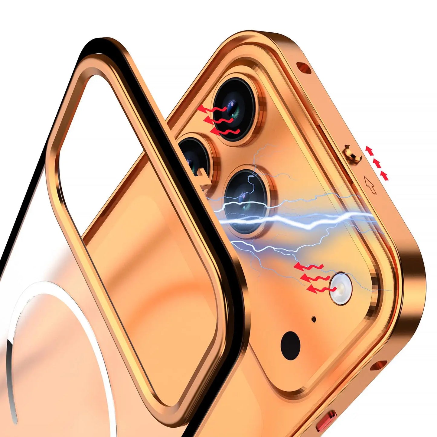 Metal Frame Removable Phone Case For iPhone 17 Pro Max 17Air For Magsafe Wireless Charging Aluminum Alloy Lens Matte Back Cover