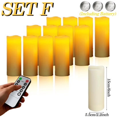 9-180PCS Flameless LED Candles for Wedding Artificial Candles LED Pillar Candle for Concert Decor Battery Powered with Remote