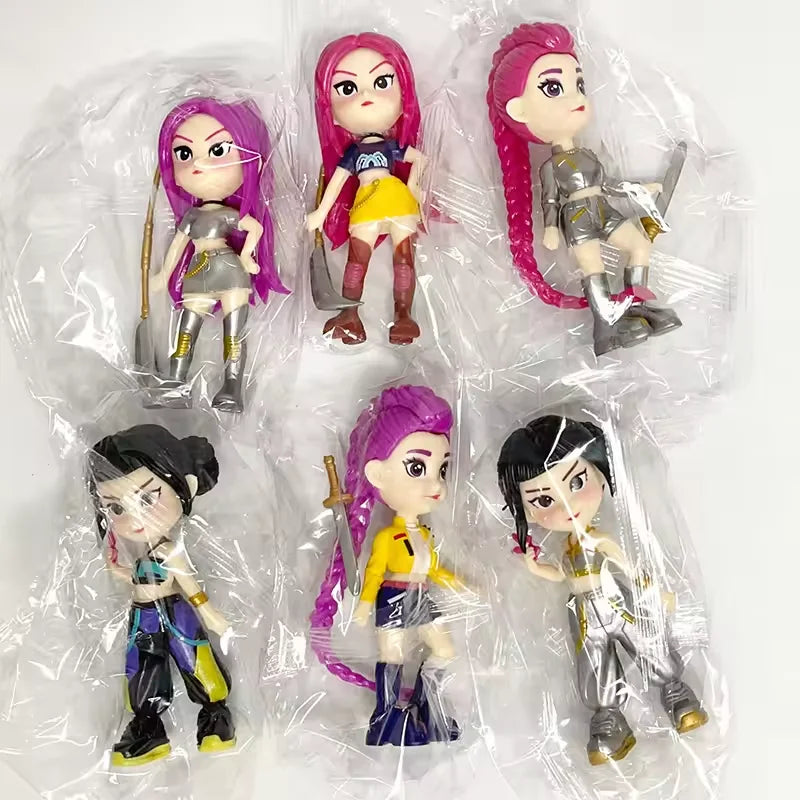 New 6-piece/set K-pop Devil Hunter action doll HUNTR/X toy Rumi Mila Zoe doll, for K-pop fans' birthday gift collection