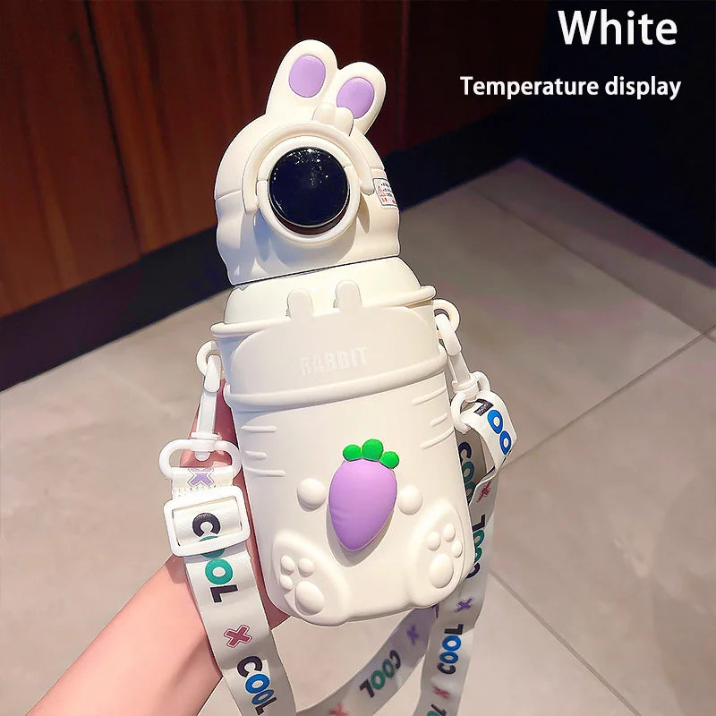 500ml Stainless Steel Thermal Water Bottle For Kids Cartoon Children Thermos Mug With Straw Leak-Proof Insulated Cup Drinkware