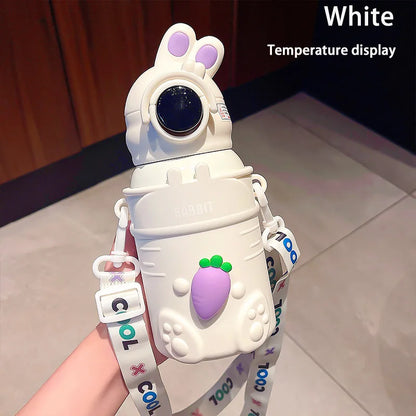 500ml Stainless Steel Thermal Water Bottle For Kids Cartoon Children Thermos Mug With Straw Leak-Proof Insulated Cup Drinkware