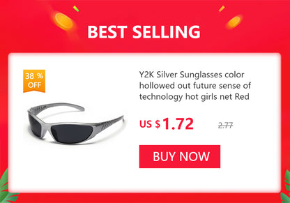 Y2K Silver Sunglasses Color Hollowed Out Future Sense Of Technology Hot Girls Net Red Sunglasses Women Sunglasses Trendy Men