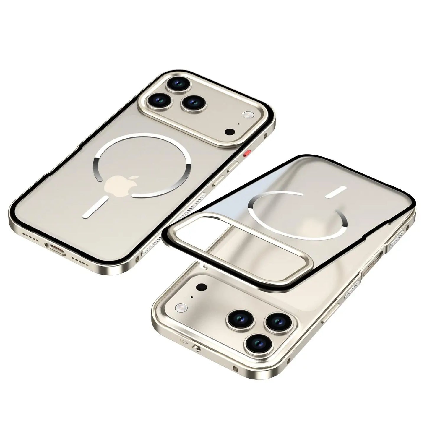 Metal Frame Removable Phone Case For iPhone 17 Pro Max 17Air For Magsafe Wireless Charging Aluminum Alloy Lens Matte Back Cover