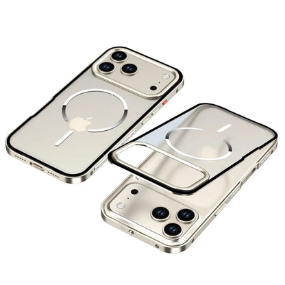 Metal Frame Removable Phone Case For iPhone 17 Pro Max 17Air For Magsafe Wireless Charging Aluminum Alloy Lens Matte Back Cover