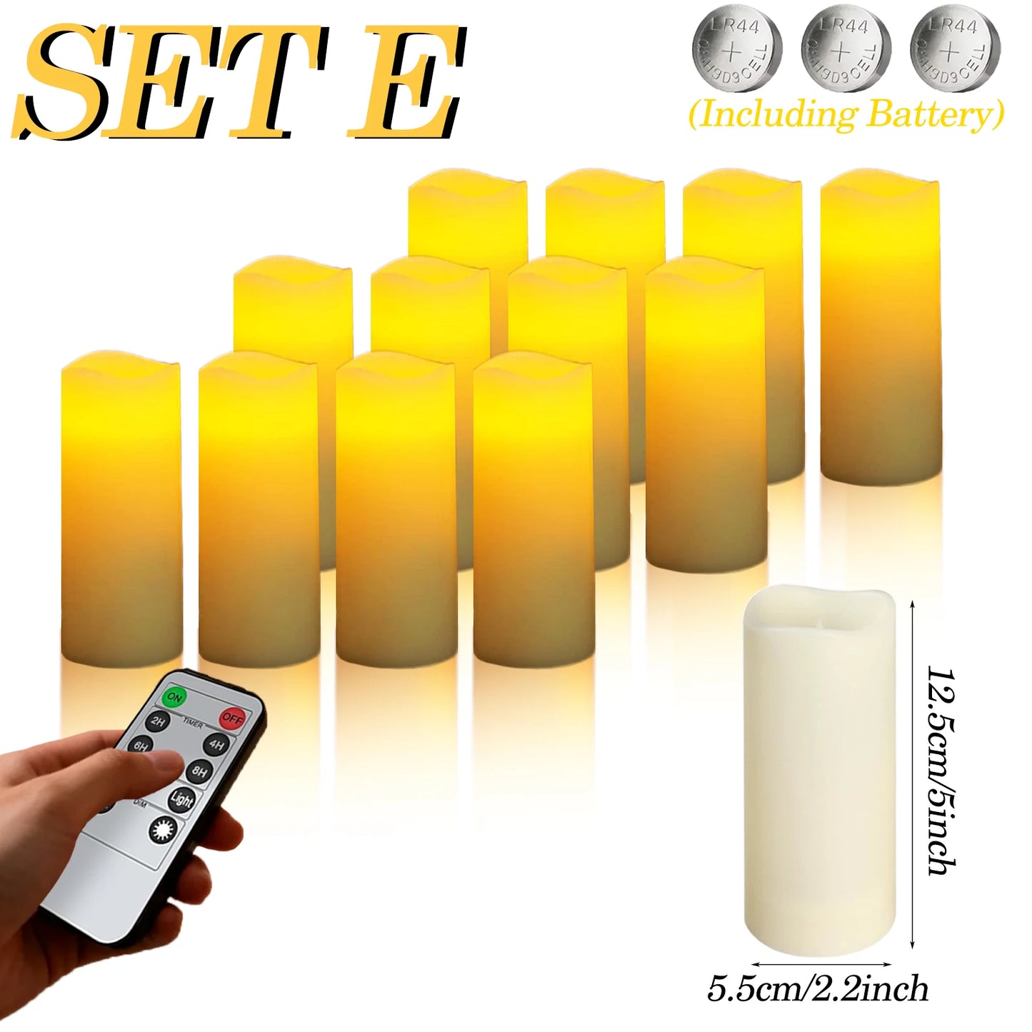9-180PCS Flameless LED Candles for Wedding Artificial Candles LED Pillar Candle for Concert Decor Battery Powered with Remote