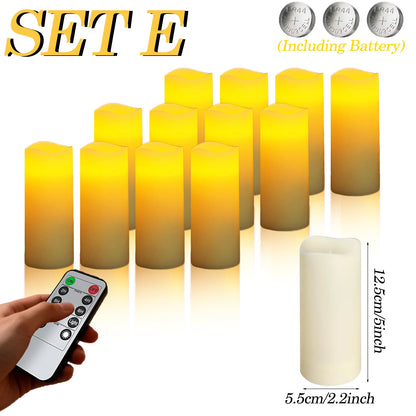 9-180PCS Flameless LED Candles for Wedding Artificial Candles LED Pillar Candle for Concert Decor Battery Powered with Remote