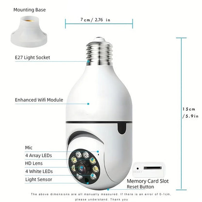 Ease Life APP-Light Bulb Security Cameras Outdoor Wireless WiFi Camera 5GHz, 360 Degree, E27 Light Socket Screw In Securi