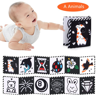 Sensory Cloth Book Baby Toys 0 12 Months Newborn Bed Crib Bumper Black and White Animal Quiet Books Montessori Baby Book Toys