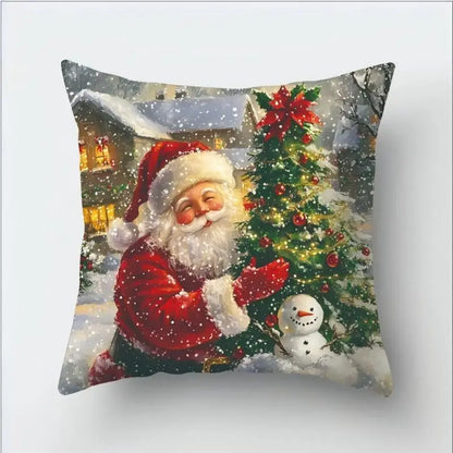 Christmas Decoration Christmas Cushion Cover Pillowcase For Home Xmas Tree Snowman Printed Pillow Case 2026 New Year Ornament