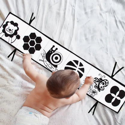 Sensory Cloth Book Baby Toys 0 12 Months Newborn Bed Crib Bumper Black and White Animal Quiet Books Montessori Baby Book Toys