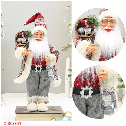 12-inch Cute Santa Claus Statue - Bright Polyester Christmas Decoration for Holiday Parties, Events and Home Displays, with Fest
