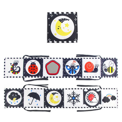 Sensory Cloth Book Baby Toys 0 12 Months Newborn Bed Crib Bumper Black and White Animal Quiet Books Montessori Baby Book Toys