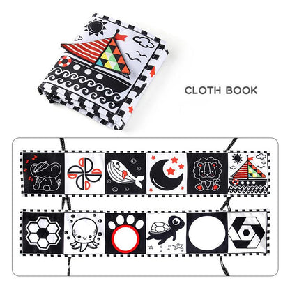 Sensory Cloth Book Baby Toys 0 12 Months Newborn Bed Crib Bumper Black and White Animal Quiet Books Montessori Baby Book Toys