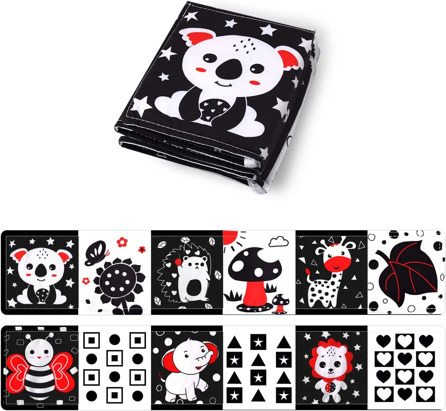 Sensory Cloth Book Baby Toys 0 12 Months Newborn Bed Crib Bumper Black and White Animal Quiet Books Montessori Baby Book Toys