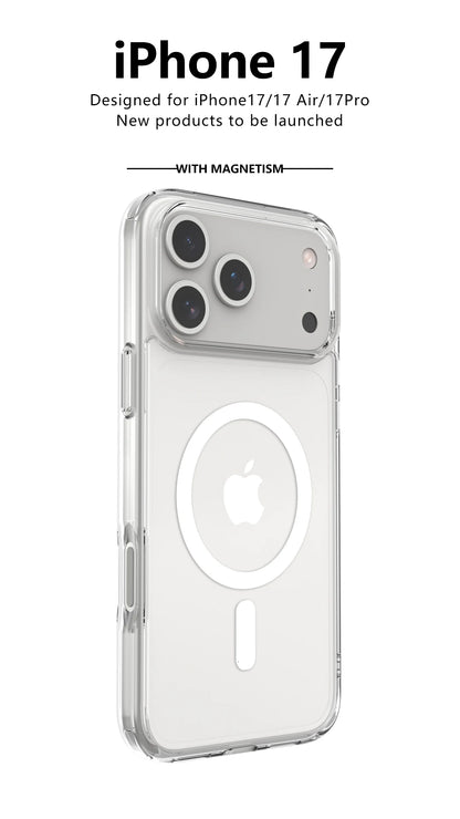 Shockproof For Magsafe Clear Magnetic Wireless Charge Case For iPhone 17 Air 17 Pro Max Hybird Hard Acrylic Back Cover Bumper