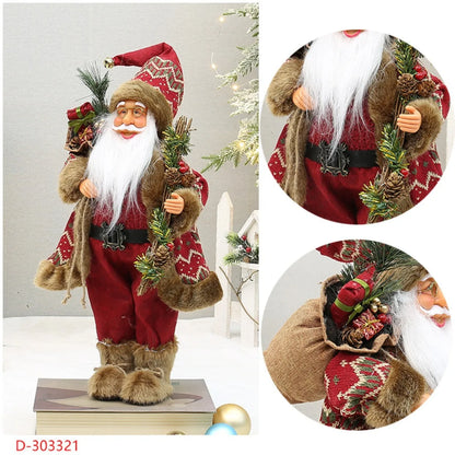 12-inch Cute Santa Claus Statue - Bright Polyester Christmas Decoration for Holiday Parties, Events and Home Displays, with Fest