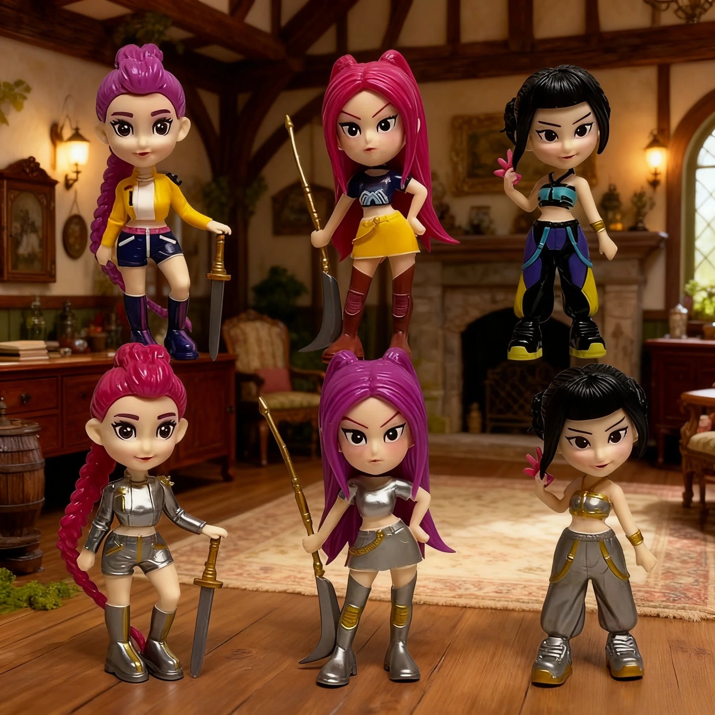 New 6-piece/set K-pop Devil Hunter action doll HUNTR/X toy Rumi Mila Zoe doll, for K-pop fans' birthday gift collection