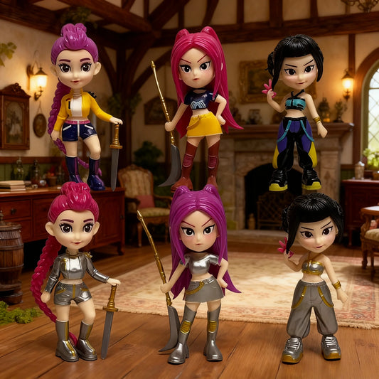 New 6-piece/set K-pop Devil Hunter action doll HUNTR/X toy Rumi Mila Zoe doll, for K-pop fans' birthday gift collection