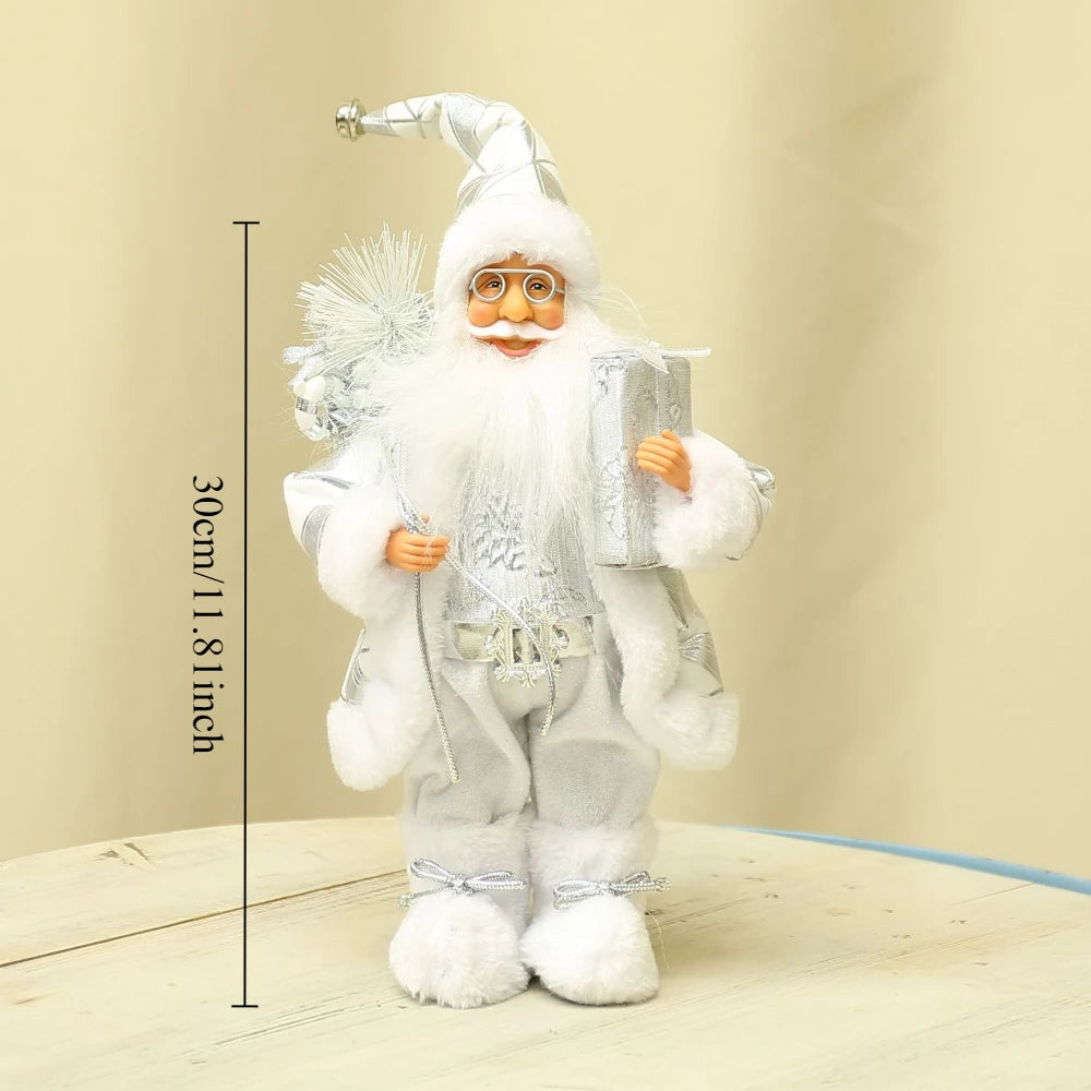 12-inch Cute Santa Claus Statue - Bright Polyester Christmas Decoration for Holiday Parties, Events and Home Displays, with Fest