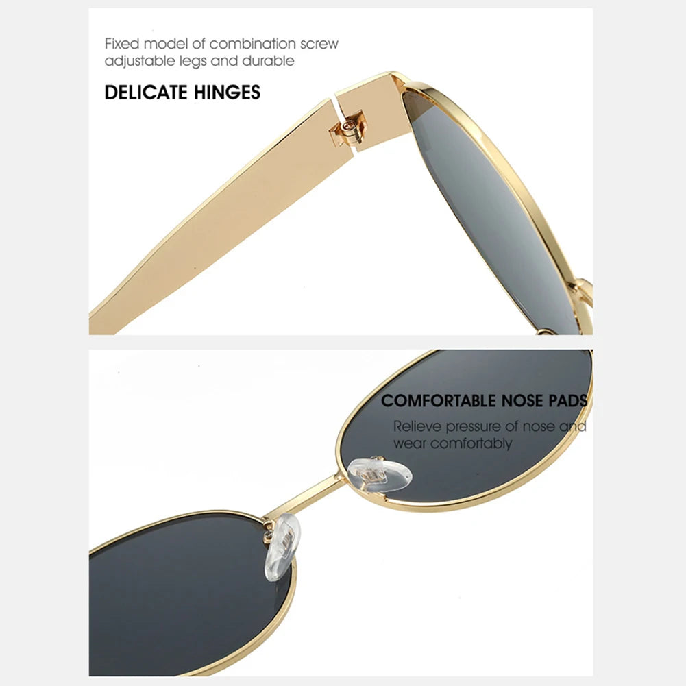 Classic Vintage Oval Sunglasses New Elliptical Frame Metal Frame Personalized Sunglasses Outdoor Shades Uv400 Trendy Fancy Gift