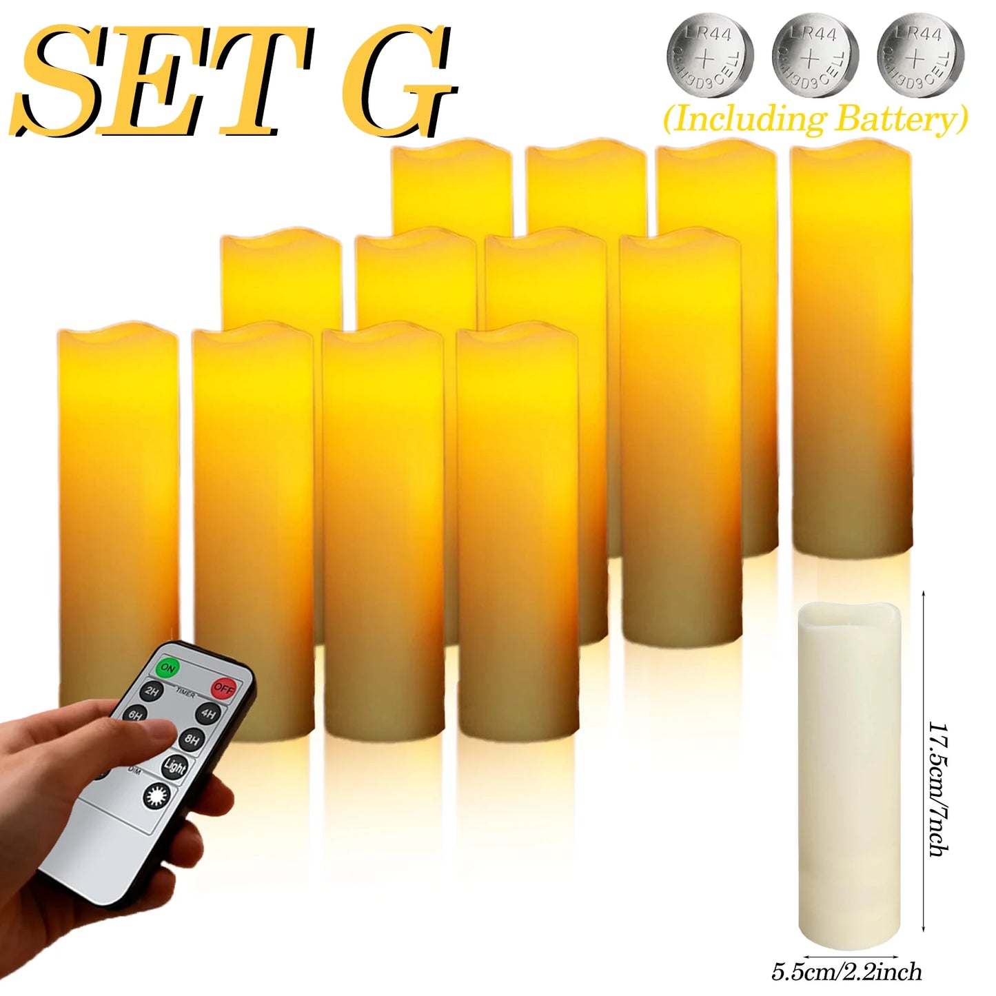 9-180PCS Flameless LED Candles for Wedding Artificial Candles LED Pillar Candle for Concert Decor Battery Powered with Remote