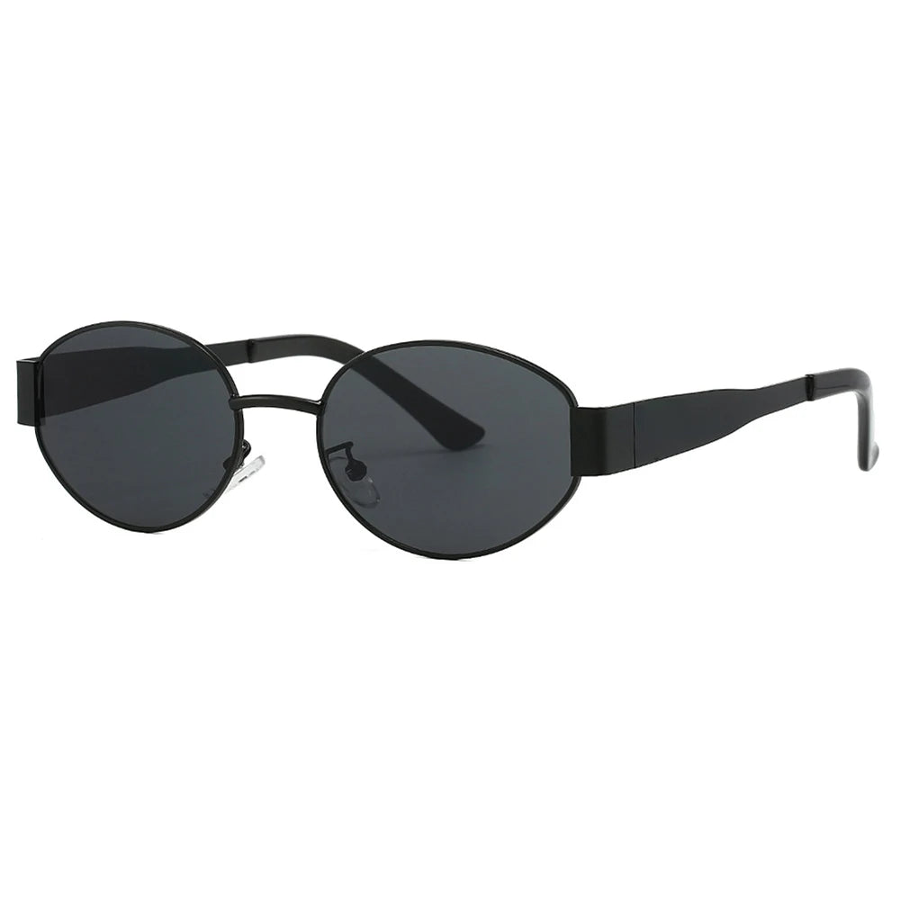 Classic Vintage Oval Sunglasses New Elliptical Frame Metal Frame Personalized Sunglasses Outdoor Shades Uv400 Trendy Fancy Gift